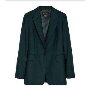 Massimo Dutti Wool Flannel Blazer in Green size 2